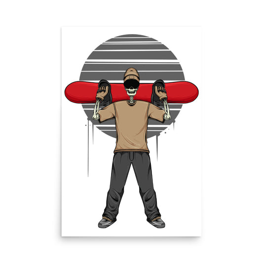 SKELLIES Snowboarding Man Poster - Skeleton Snowboarding Graphic, Wall Art for Snowboarding Enthusiasts