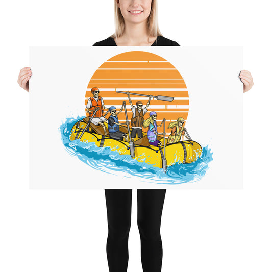 SKELLIES Rafting Poster - Skeleton Rafting Graphic, Wall Art for Rafting Enthusiasts