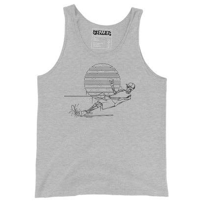 SKELLIES Men's Graphic Tank Top - Skeleton Water Skiing Slalom Line Print, Relaxed Fit, Casual Summer Wear