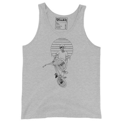 SKELLIES Men's graphic Tank Top - Skeleton BMX line Print, Relaxed Fit, Casual Summer Wear