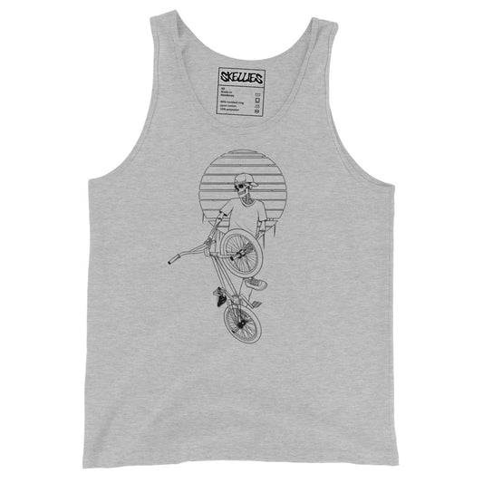 SKELLIES Men's graphic Tank Top - Skeleton BMX line Print, Relaxed Fit, Casual Summer Wear