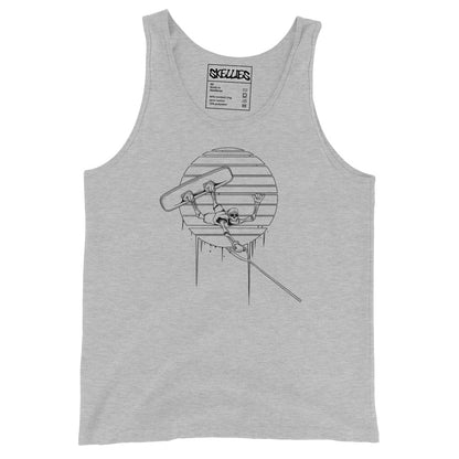 SKELLIES Men's Graphic Tank Top - Skeleton Wakeboarding Line Print, Relaxed Fit, Casual Summer Wear