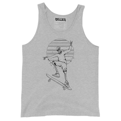 SKELLIES Men's Graphic Tank Top - Skeleton Skateboarding Line Print, Relaxed Fit, Casual Summer Wear