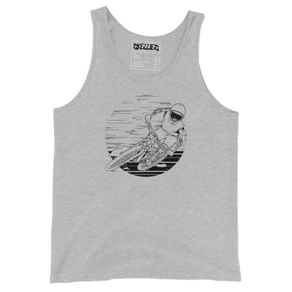 SKELLIES Men's Graphic Tank Top - Skeleton Mountain Biking Line Print, Relaxed Fit, Casual Summer Wear