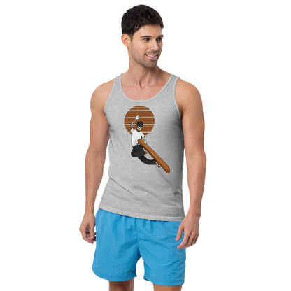 SKELLIES Men's Graphic Tank Top - Skeleton Snowboarding Grab Print, Relaxed Fit, Casual Summer Wear