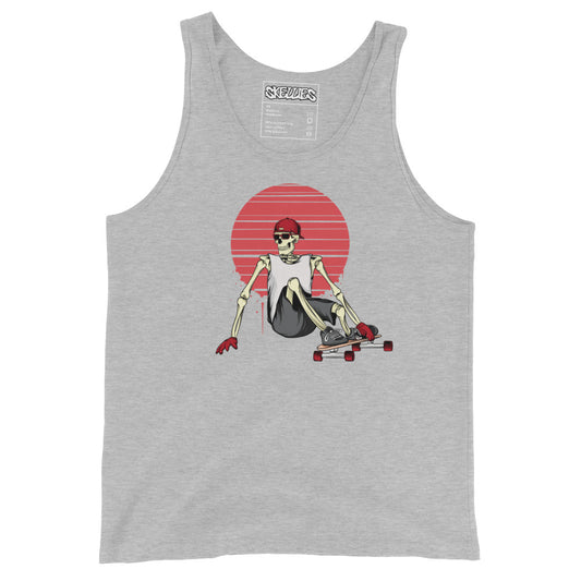 SKELLIES Men's Graphic Tank Top - Skeleton Longboarding Print, Relaxed Fit, Casual Summer Wear