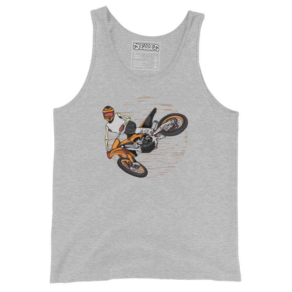 SKELLIES Men's Graphic Tank Top - Skeleton Motocross Print, Relaxed Fit, Casual Summer Wear