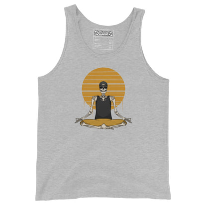 SKELLIES Men's Graphic Tank Top - Yoga Skeleton Print, Relaxed Fit, Casual Summer Wear