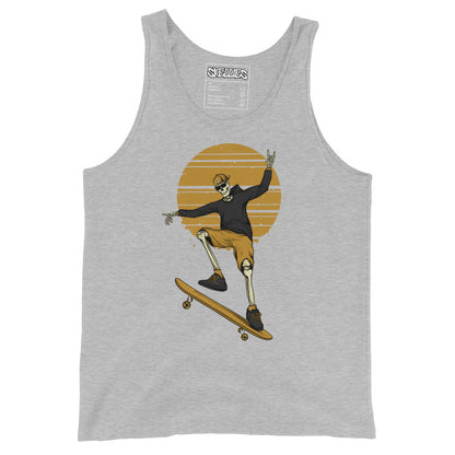 SKELLIES Men's graphic Tank Top - Skeleton Skateboarding Print, Relaxed Fit, Casual Summer Wear