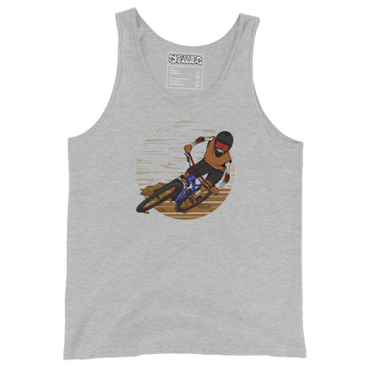 SKELLIES Men's Graphic Tank Top - Skeleton Mountain Biking Print, Relaxed Fit, Casual Summer Wear