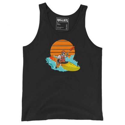 SKELLIES Men's Graphic Tank Top - Skeleton kayaking Print, Relaxed Fit, Casual Summer Wear