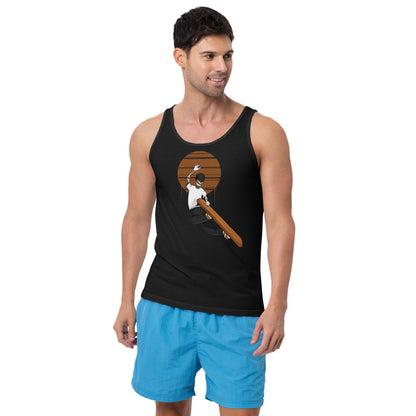 SKELLIES Men's Graphic Tank Top - Skeleton Snowboarding Grab Print, Relaxed Fit, Casual Summer Wear