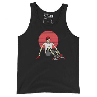 SKELLIES Men's Graphic Tank Top - Skeleton Longboarding Print, Relaxed Fit, Casual Summer Wear