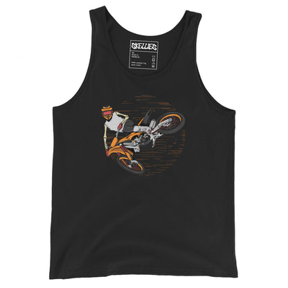 SKELLIES Men's Graphic Tank Top - Skeleton Motocross Print, Relaxed Fit, Casual Summer Wear