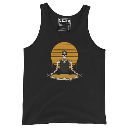 SKELLIES Men's Graphic Tank Top - Yoga Skeleton Print, Relaxed Fit, Casual Summer Wear