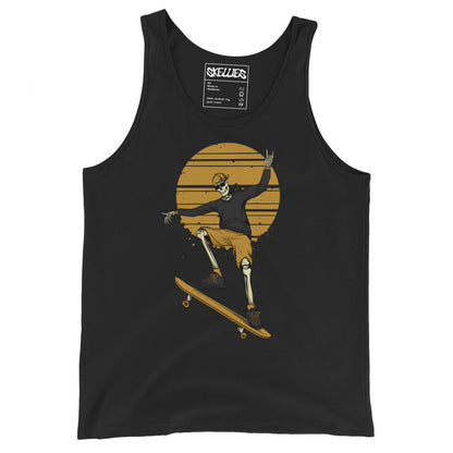 SKELLIES Men's graphic Tank Top - Skeleton Skateboarding Print, Relaxed Fit, Casual Summer Wear