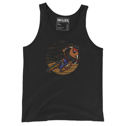 SKELLIES Men's Graphic Tank Top - Skeleton Mountain Biking Print, Relaxed Fit, Casual Summer Wear