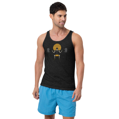 SKELLIES Men's Graphic Tank Top - Skeleton Gym Print, Relaxed Fit, Casual Summer Wear