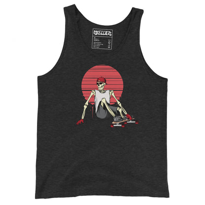 SKELLIES Men's Graphic Tank Top - Skeleton Longboarding Print, Relaxed Fit, Casual Summer Wear