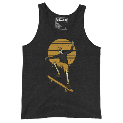 SKELLIES Men's graphic Tank Top - Skeleton Skateboarding Print, Relaxed Fit, Casual Summer Wear