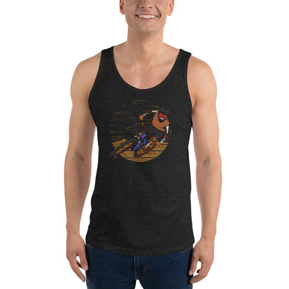 SKELLIES Men's Graphic Tank Top - Skeleton Mountain Biking Print, Relaxed Fit, Casual Summer Wear