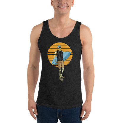 SKELLIES Men's Graphic Tank Top - Skeleton wake surfing Print, Relaxed Fit, Casual Summer Wear