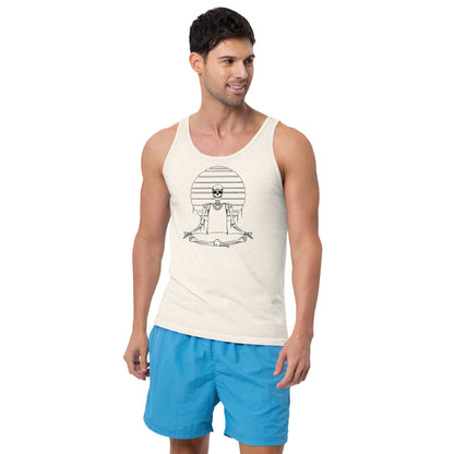 SKELLIES Men's Graphic Tank Top - Yoga Skeleton Line Print, Relaxed Fit, Casual Summer Wear