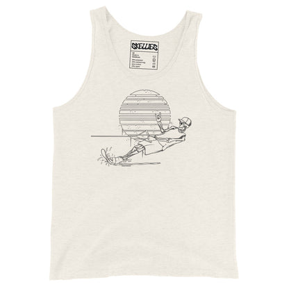 SKELLIES Men's Graphic Tank Top - Skeleton Water Skiing Slalom Line Print, Relaxed Fit, Casual Summer Wear