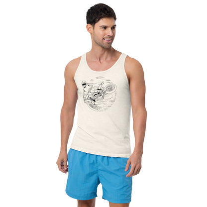 SKELLIES Men's Graphic Tank Top - Skeleton Motocross Line Print, Relaxed Fit, Casual Summer Wear