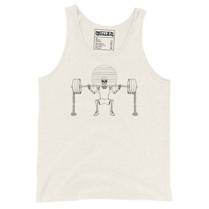 SKELLIES Men's Graphic Tank Top - Skeleton Gym Line Print, Relaxed Fit, Casual Summer Wear