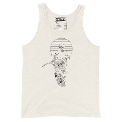 SKELLIES Men's graphic Tank Top - Skeleton BMX line Print, Relaxed Fit, Casual Summer Wear