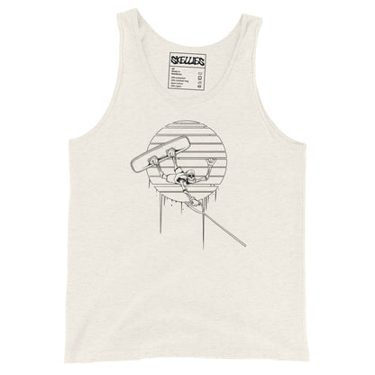 SKELLIES Men's Graphic Tank Top - Skeleton Wakeboarding Line Print, Relaxed Fit, Casual Summer Wear