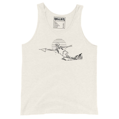 SKELLIES Men's Graphic Tank Top - Skeleton Water skiing Cut Line Print, Relaxed Fit, Casual Summer Wear