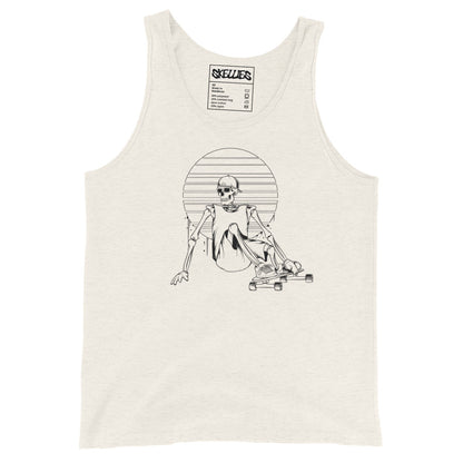 SKELLIES Men's Graphic Tank Top - Skeleton longboarding Line Print, Relaxed Fit, Casual Summer Wear