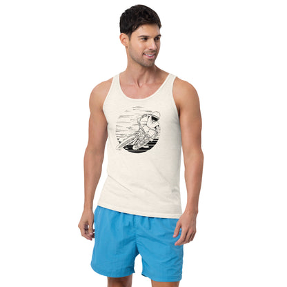 SKELLIES Men's Graphic Tank Top - Skeleton Mountain Biking Line Print, Relaxed Fit, Casual Summer Wear