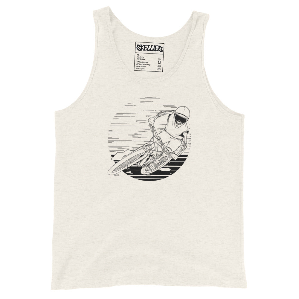 SKELLIES Men's Graphic Tank Top - Skeleton Mountain Biking Line Print, Relaxed Fit, Casual Summer Wear