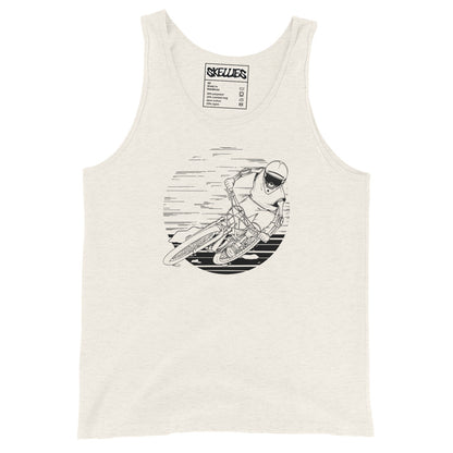 SKELLIES Men's Graphic Tank Top - Skeleton Mountain Biking Line Print, Relaxed Fit, Casual Summer Wear