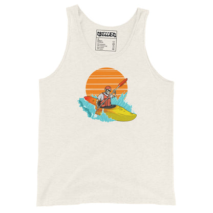 SKELLIES Men's Graphic Tank Top - Skeleton kayaking Print, Relaxed Fit, Casual Summer Wear