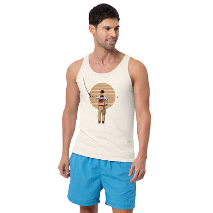 SKELLIES Men's Graphic Tank Top - Skeleton Fly Fishing Print, Relaxed Fit, Casual Summer Wear