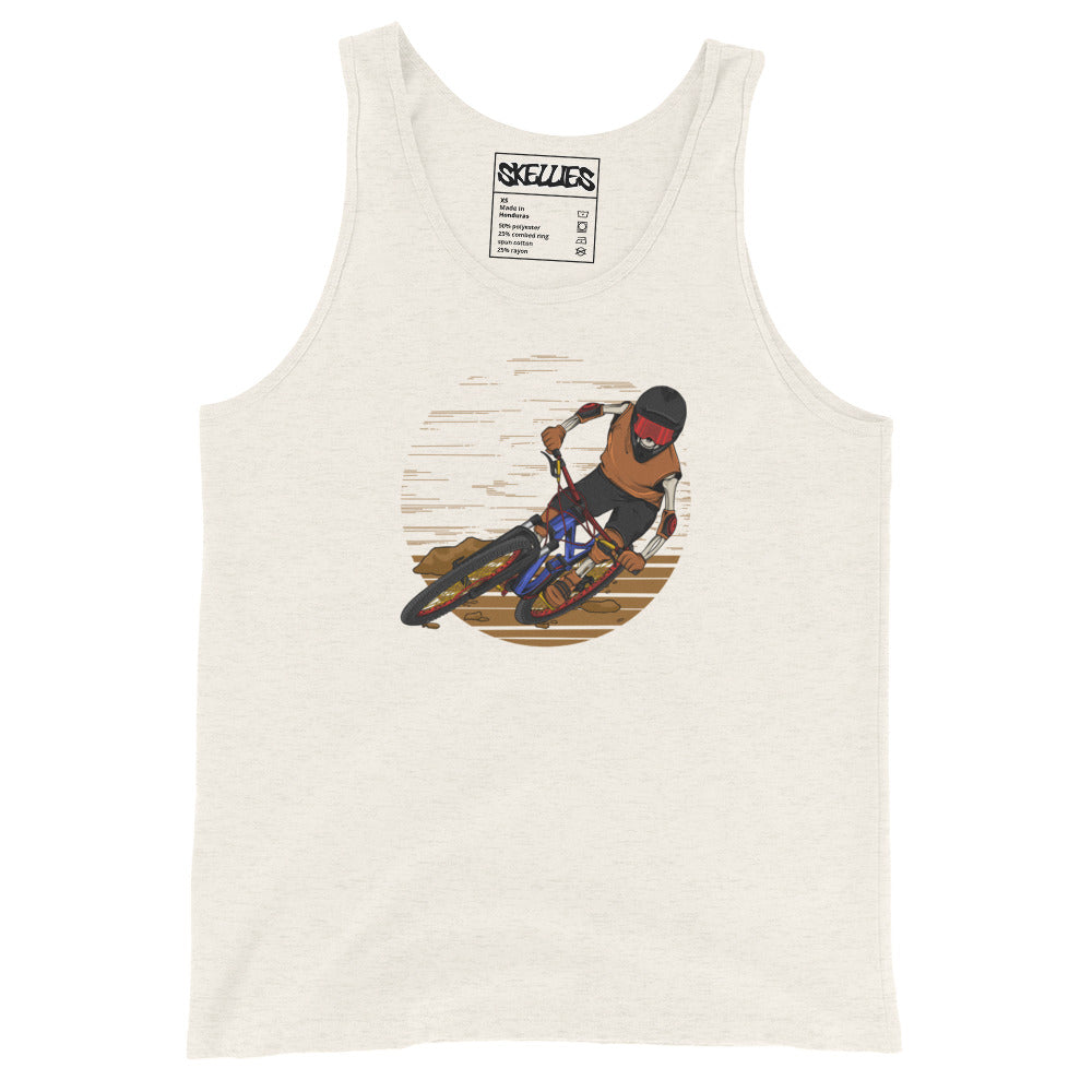 SKELLIES Men's Graphic Tank Top - Skeleton Mountain Biking Print, Relaxed Fit, Casual Summer Wear