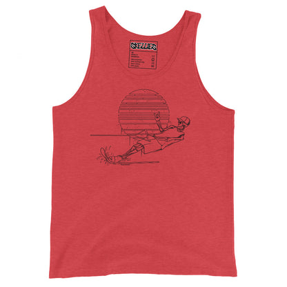 SKELLIES Men's Graphic Tank Top - Skeleton Water Skiing Slalom Line Print, Relaxed Fit, Casual Summer Wear