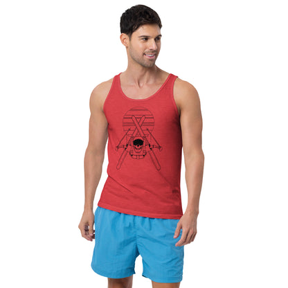 SKELLIES Men's Graphic Tank Top - Skeleton Skiing flip Line Print, Relaxed Fit, Casual Summer Wear