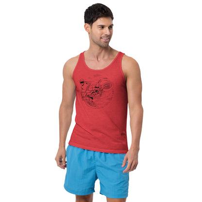 SKELLIES Men's Graphic Tank Top - Skeleton Motocross Line Print, Relaxed Fit, Casual Summer Wear