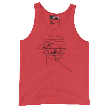 SKELLIES Men's Graphic Tank Top - Skeleton Wakeboarding Line Print, Relaxed Fit, Casual Summer Wear