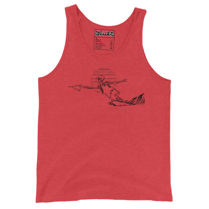 SKELLIES Men's Graphic Tank Top - Skeleton Water skiing Cut Line Print, Relaxed Fit, Casual Summer Wear