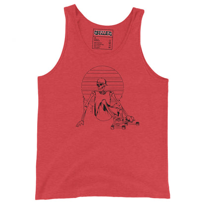 SKELLIES Men's Graphic Tank Top - Skeleton longboarding Line Print, Relaxed Fit, Casual Summer Wear