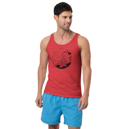 SKELLIES Men's Graphic Tank Top - Skeleton Mountain Biking Line Print, Relaxed Fit, Casual Summer Wear