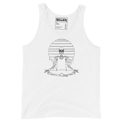 SKELLIES Men's Graphic Tank Top - Yoga Skeleton Line Print, Relaxed Fit, Casual Summer Wear