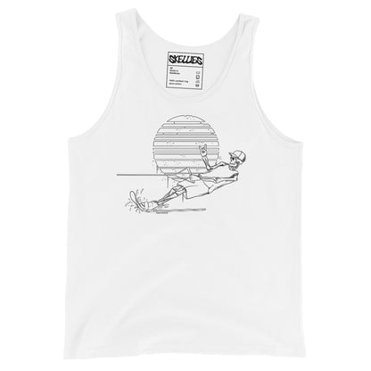 SKELLIES Men's Graphic Tank Top - Skeleton Water Skiing Slalom Line Print, Relaxed Fit, Casual Summer Wear