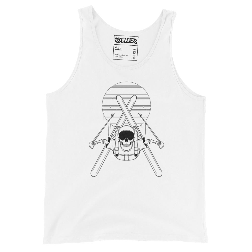 SKELLIES Men's Graphic Tank Top - Skeleton Skiing flip Line Print, Relaxed Fit, Casual Summer Wear